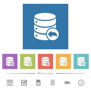 Database transaction rollback flat white icons in square backgrounds Stockillustratie