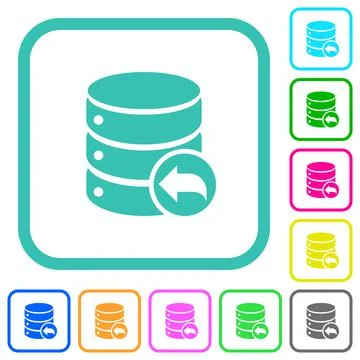 Database transaction rollback vivid colored flat icons Stock Illustration