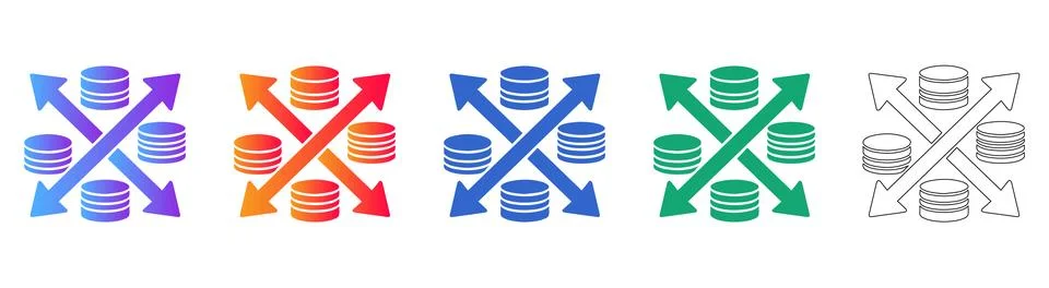 Database Transfer Exchange Icons Illustrazione stock