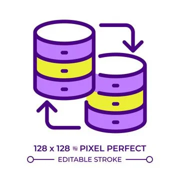 Database transfer line color icon Stock Illustration