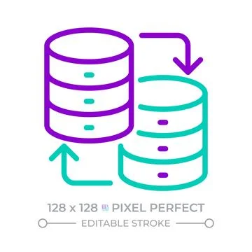 Database transfer two color line icon Stock Illustration