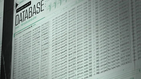 Database under hacking attack, confidential data breach and information theft Stock Footage 348164072