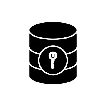 Database Unique Key Identifier Black Filled Style Icon Stock Illustration