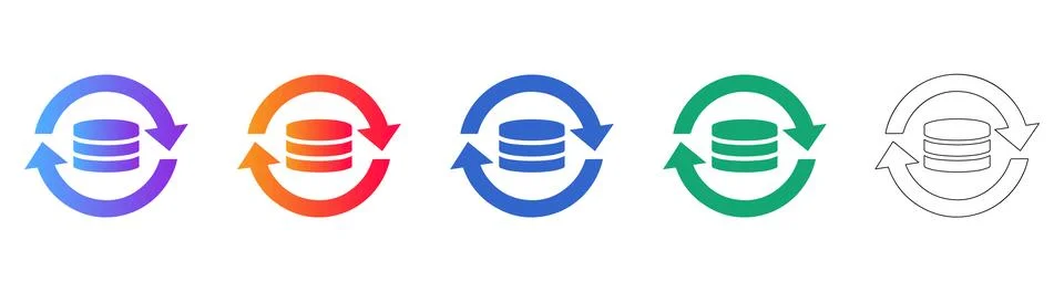 Database Update and Cyclic Data Process Icons Stockillustratie