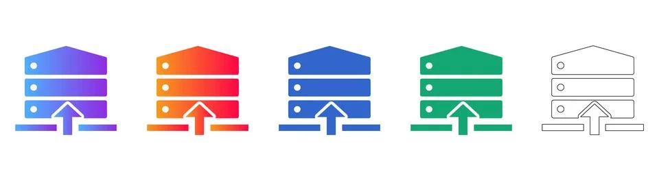 Database Upload and Data Management Icons Illustrazione stock