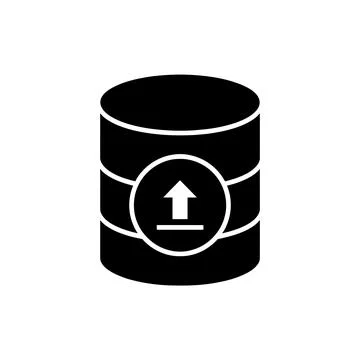 Database Upload Data Black Filled Style Icon Stock Illustration