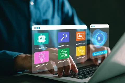 Database uses ai smart automation and artificial intelligence to improve hu.. 写真素材