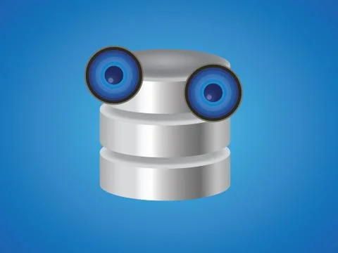 Database vector cartoon mascot with two big eyes Illustrazione stock
