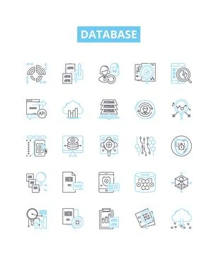 Database vector line icons set. database, SQL, MySQL, Oracle, Access, MongoDB Stockillustratie