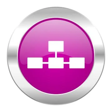 Database violet circle chrome web icon isolated. Illustrazione stock