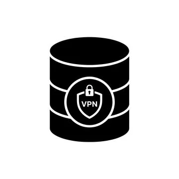 Database VPN Secure Connection Black Filled Style Icon Stock Illustration