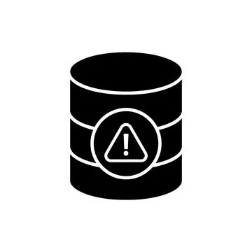 Database Warning Triangle Alert Black Filled Style Icon Stock Illustration