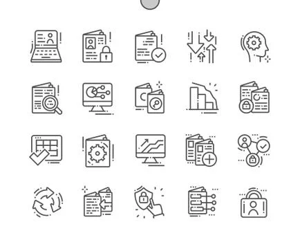 Database Well-crafted Pixel Perfect Vector Thin Line Icons 30 2x Grid for Web Stock Illustration
