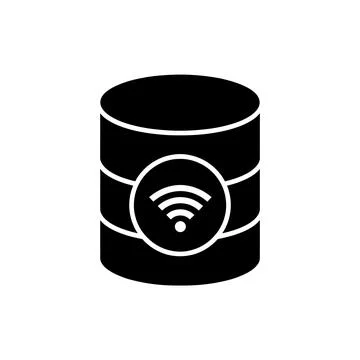 Database WiFi Network Connection Black Filled Style Icon Stock Illustration