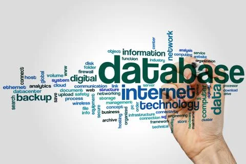 Database word cloud Stock Photos