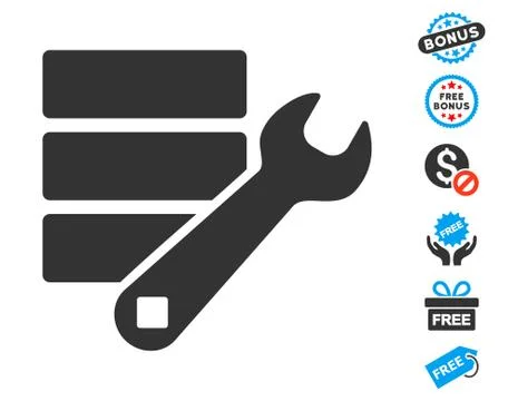 Database Wrench Tools Icon with Free Bonus Illustrazione stock