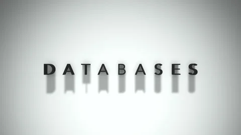 Databases 3D title animation matte black text on a white background Stock Footage 300716475