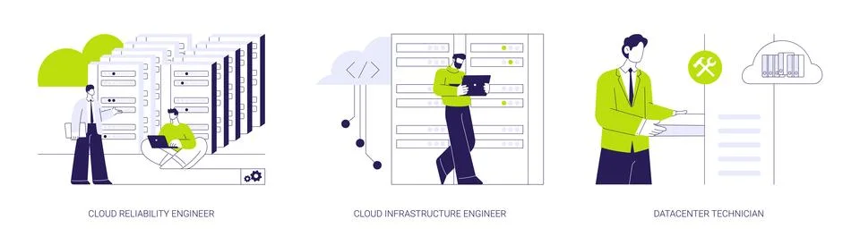 Datacenter abstract concept vector illustrations. Illustrazione stock