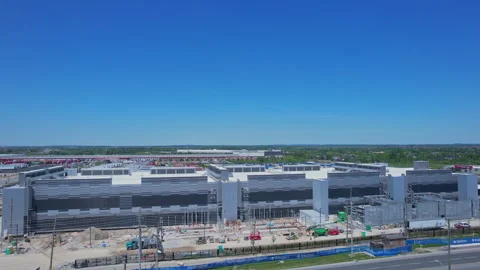 Datacenter aerial view, AI cloud computing, contains server rooms. Data cen.. Stock Footage 336511903