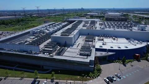 Datacenter aerial view, AI cloud computing, contains server rooms. Data cen.. Stock Footage 336512323