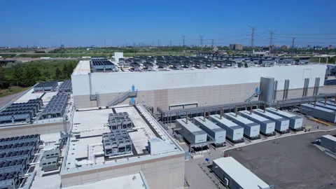 Datacenter aerial view, AI cloud computing, contains server rooms. Data cen.. Stock Footage 336512439