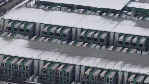 Datacenter Backup Generators Winter Aerial Stock Footage 326005451
