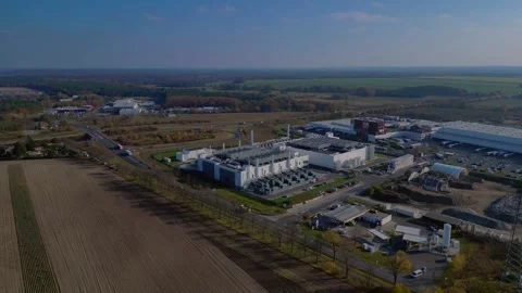 Datacenter building global cloud computing. Wonderful aerial view flight drone Video stock 321350625