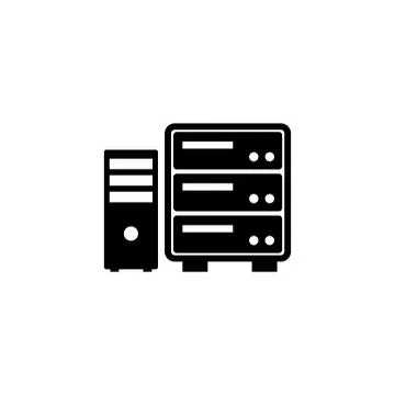 Datacenter, Computer Server Flat Vector Icon 스톡 일러스트