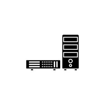 Datacenter, Computer Server Solid Flat Vector Icon Isolated on White Backgrou Stock Illustration