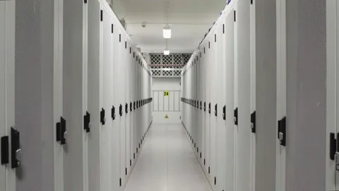 Datacenter corridor in the Netherlands Stock Footage 294987403