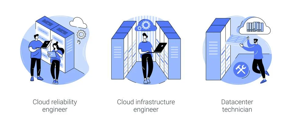 Datacenter isolated cartoon vector illustrations se 스톡 일러스트