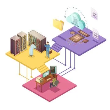 Datacenter Isometric Illustration Stock Illustration