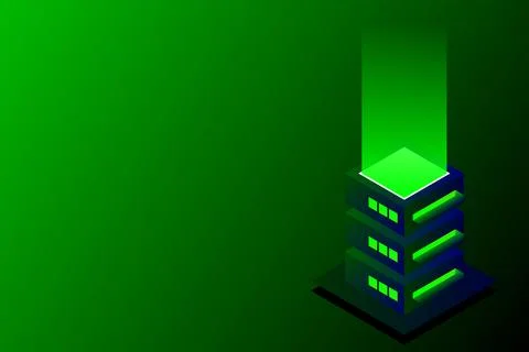 Datacenter isometric vector illustration. Abstract 3d hosting server or data  Stockillustratie