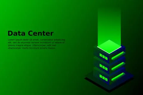 Datacenter isometric vector illustration. Abstract 3d hosting server or data  Stock Illustration