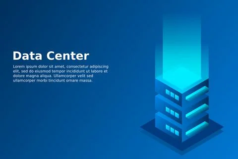 Datacenter isometric vector illustration. Abstract 3d hosting server or data  Stock Illustration