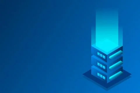 Datacenter isometric vector illustration. Abstract 3d hosting server or data  Stock Illustration