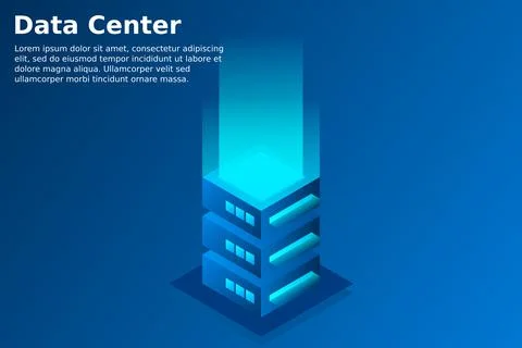 Datacenter isometric vector illustration. Abstract 3d hosting server or data  Stock Illustration