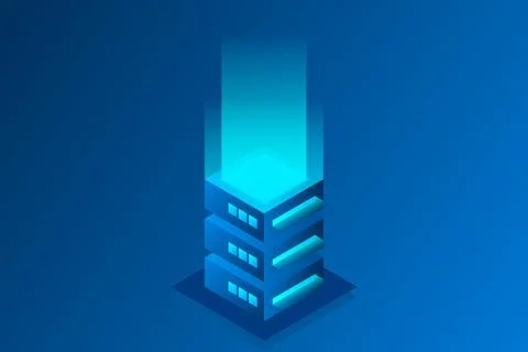 Datacenter isometric vector illustration. Abstract 3d hosting server or data  Stock Illustration