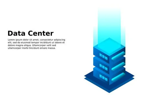 Datacenter isometric vector illustration. Abstract 3d hosting server or data  Stock Illustration