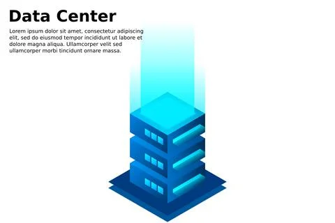 Datacenter isometric vector illustration. Abstract 3d hosting server or data  스톡 일러스트