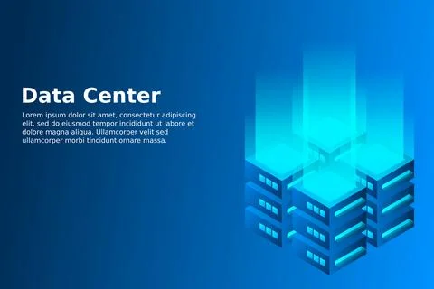Datacenter isometric vector illustration. Abstract 3d hosting server or data  Stock Illustration