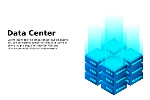 Datacenter isometric vector illustration. Abstract 3d hosting server or data  イラスト素材