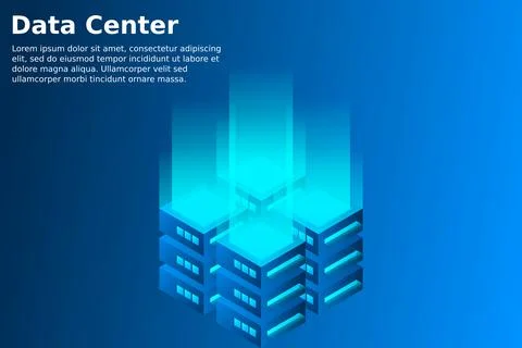 Datacenter isometric vector illustration. Abstract 3d hosting server or data  Stock Illustration