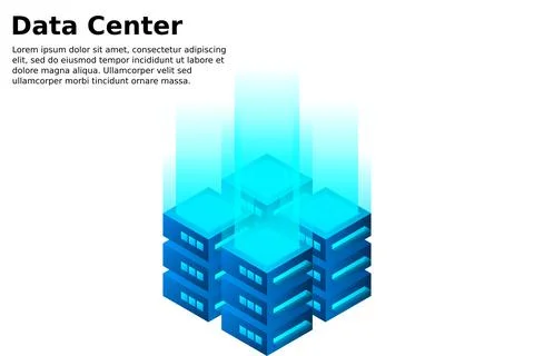 Datacenter isometric vector illustration. Abstract 3d hosting server or data  Stock Illustration