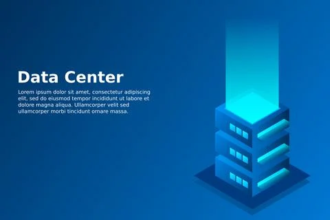 Datacenter isometric vector illustration. Abstract 3d hosting server or data  Stock Illustration