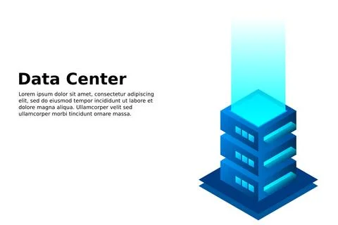 Datacenter isometric vector illustration. Abstract 3d hosting server or data  Stock Illustration