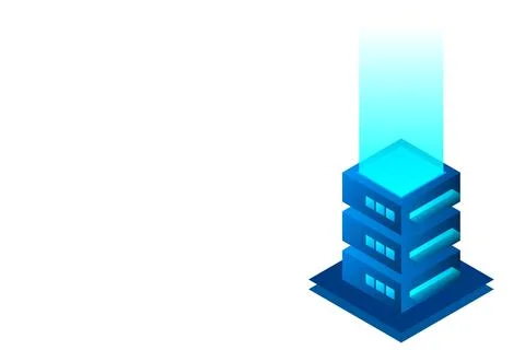 Datacenter isometric vector illustration. Abstract 3d hosting server or data  Stock Illustration