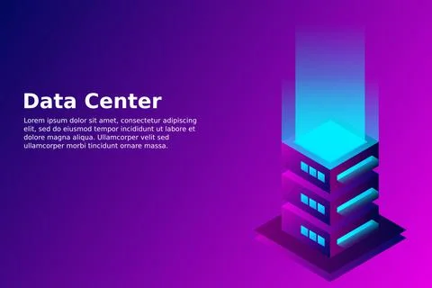 Datacenter isometric vector illustration. Abstract 3d hosting server or data  Stock Illustration