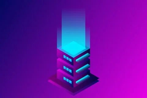 Datacenter isometric vector illustration. Abstract 3d hosting server or data  Stock Illustration