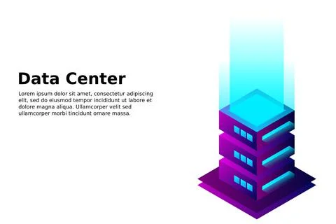 Datacenter isometric vector illustration. Abstract 3d hosting server or data  Stock Illustration